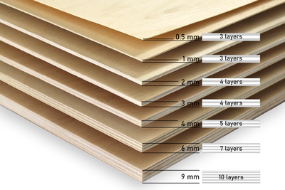 Lasersheets 10 x A4 Contrachapado de abedul de 9mm | 210 x 297 mm | Pack ahorro | Para corte láser, maquetas, manualidades, CNC, pirografía